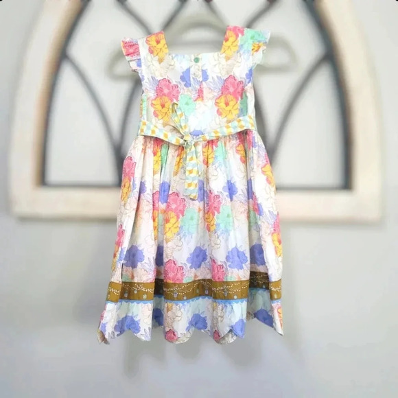 Matilda Jane Field of Fireflies Floral Sleeveless Dress Lined Tie Back Sz 8 - Picture 2 of 4